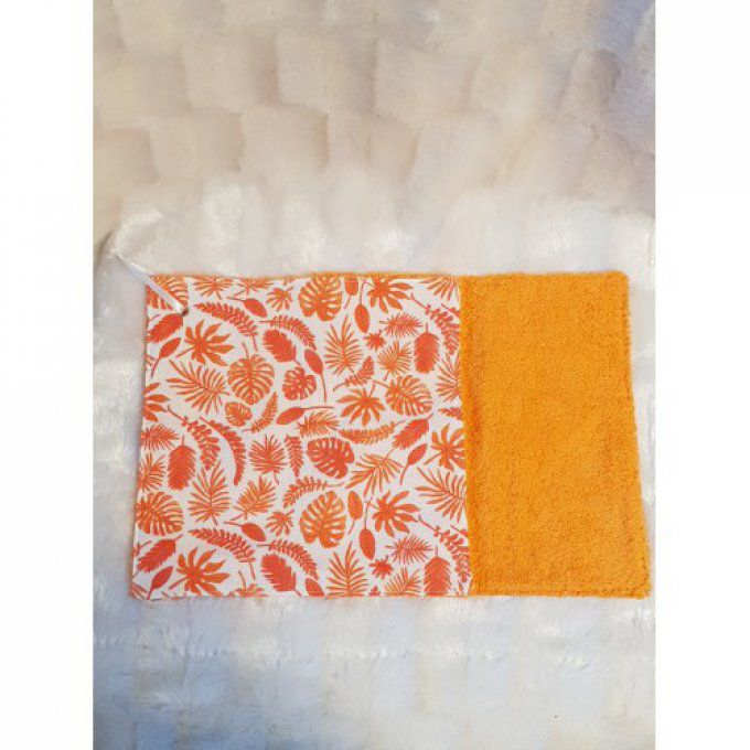 Lavette ou petit essui tout lavable 'feuilles orange '