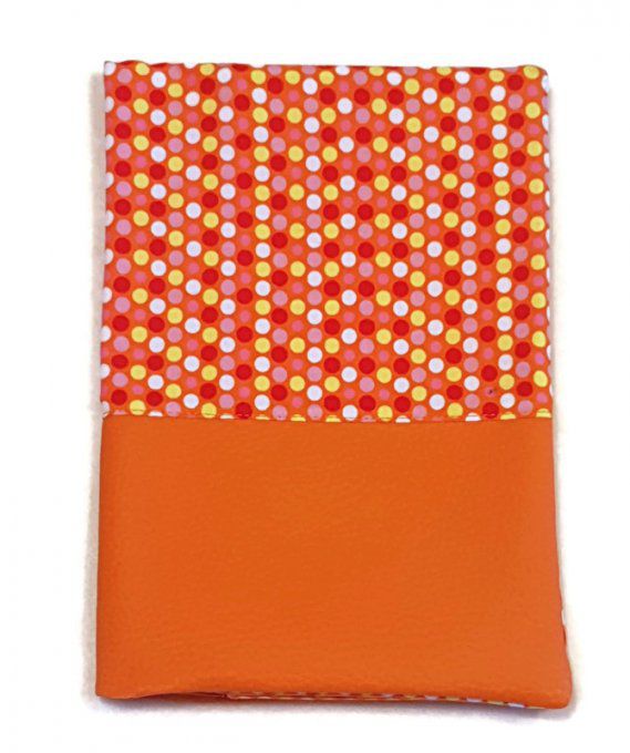 Protège carnet de santé "orange,points multicolor"