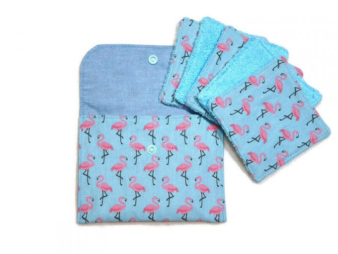 Pochette  et ses 5  lingettes "les flamants rose"