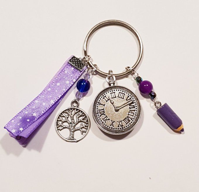 Porte clefs 'Super maitresse ' en violet