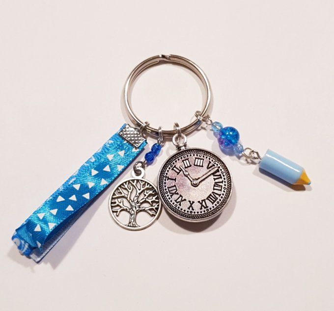 Porte clefs 'Merci maitre' en bleu