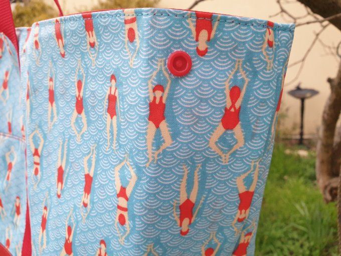 Sac de plage,  de piscine, de courses en coton enduit et simili cuir  