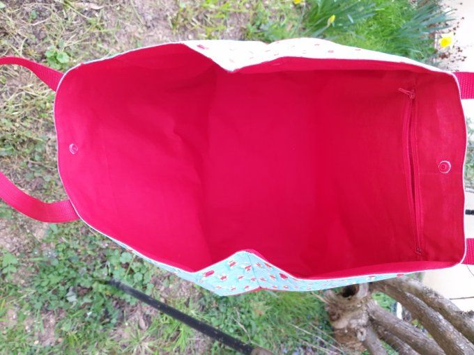 Sac de plage,  de piscine, de courses en coton enduit et simili cuir  
