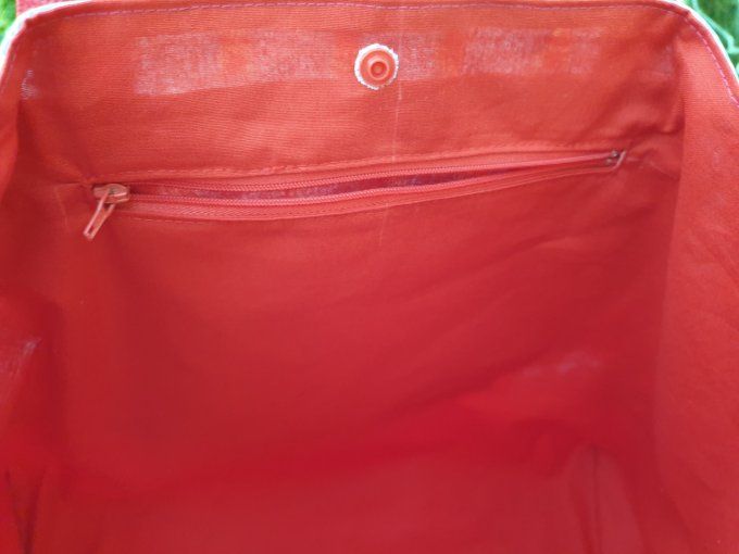 Sac de plage,  de piscine, de courses en coton enduit et simili cuir  