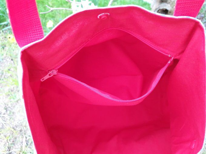 Sac de plage,  de piscine, de courses en coton enduit et simili cuir  