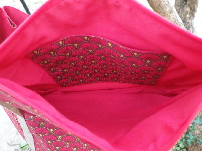 Ensemble grand sac et sa trousse "Les éventails "