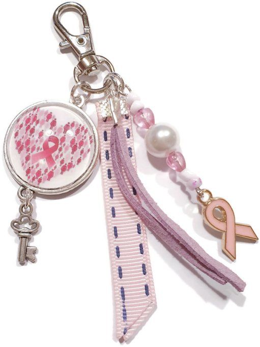 Porte clefs " tous ensemble contre le cancer 2"