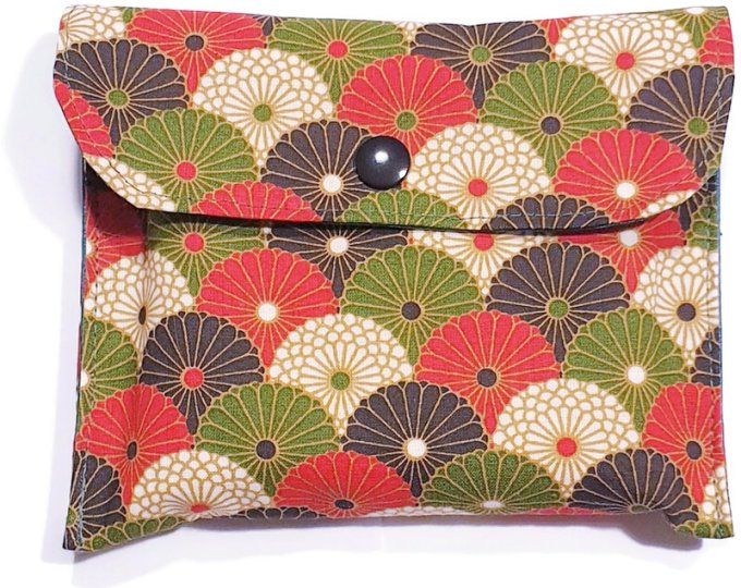 Pochette  et ses 5  lingettes lavables "Les marguerites multicolors" 