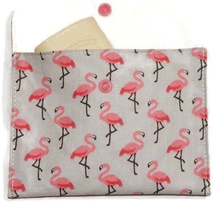 Pochette pour le savon, shampoing solide 'les flamants'