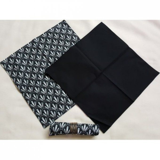 Serviettes de table lavables en coton  'noir,gris,blanc'