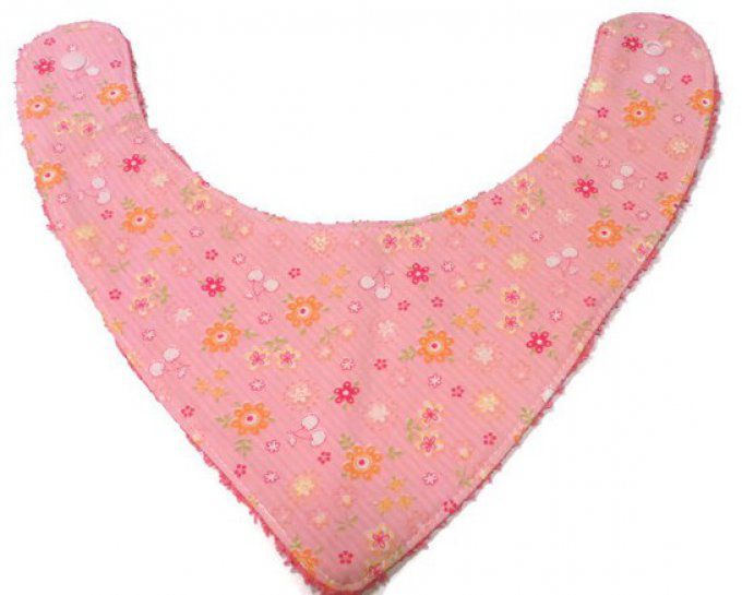 Bavoir Bandana  ,anti bavouille bébé "les petites fleurs"