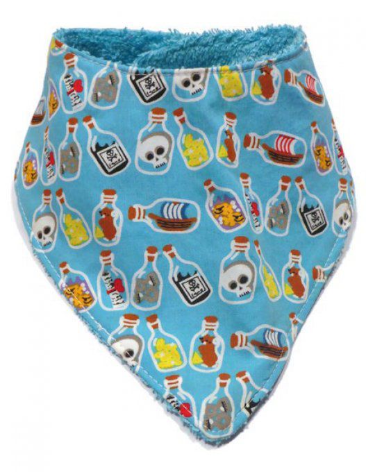 Bavoir Bandana ,anti bavouille  bébé "les bouteilles de pirate"