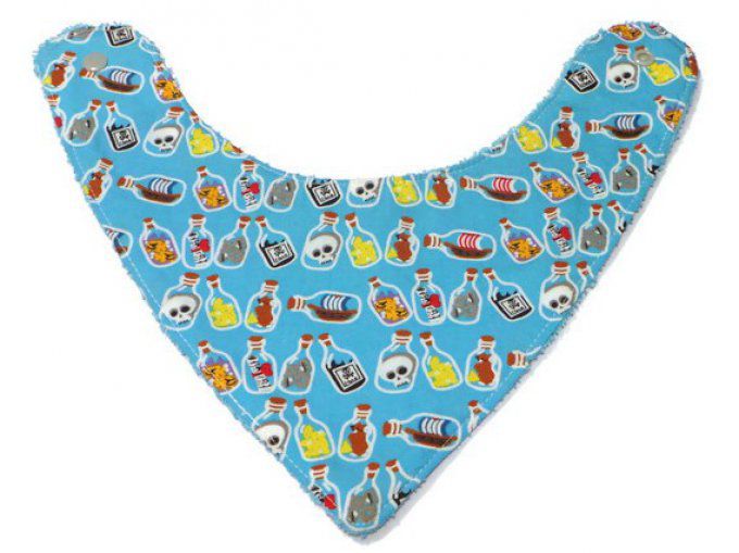 Bavoir Bandana ,anti bavouille  bébé "les bouteilles de pirate"