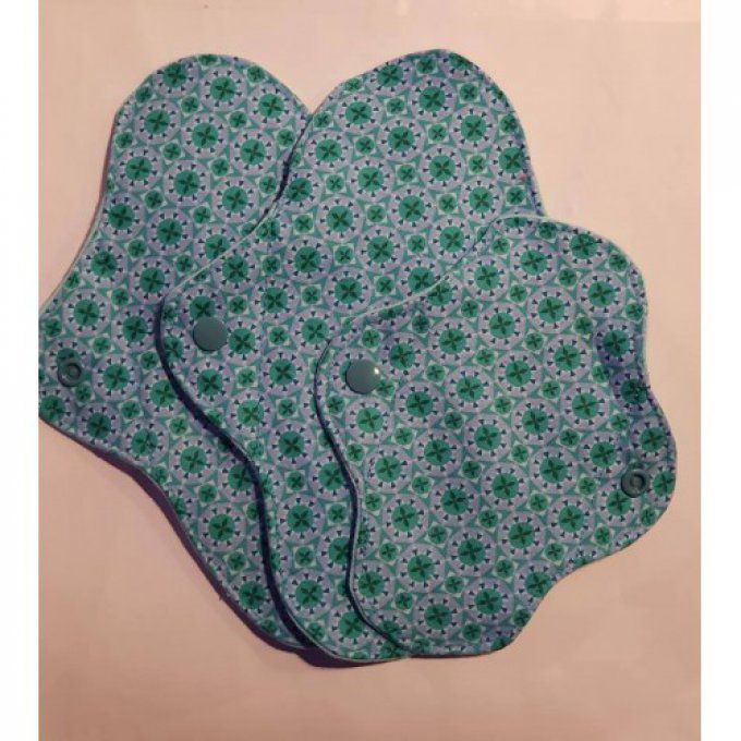 Lot de Serviette hygiénique et protège slip lavable "bleu, vert"