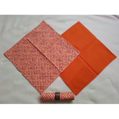 Serviettes de table lavables en coton " en orange et blanc"