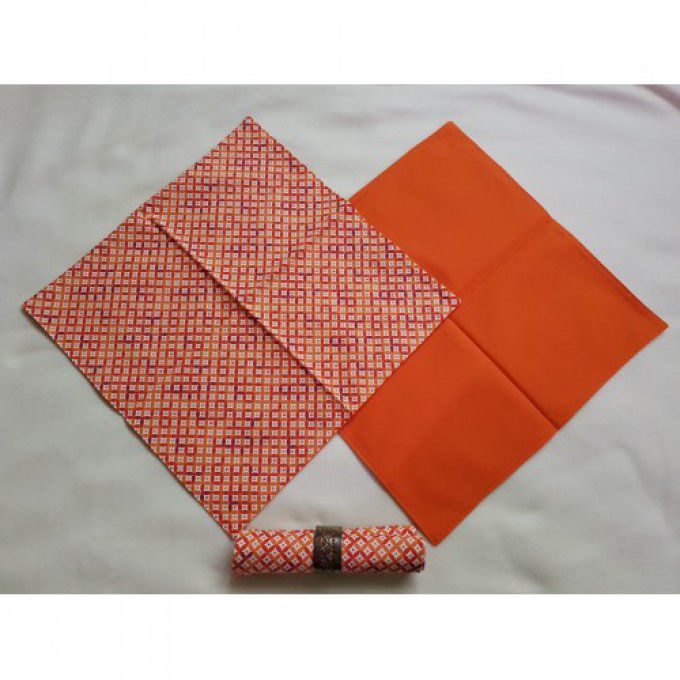 Serviettes de table lavables en coton ' en orange et blanc'