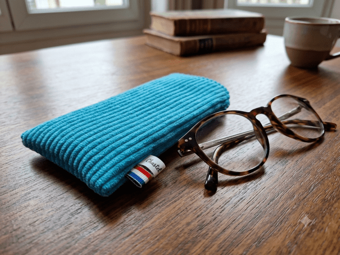 Etui à lunettes velours bleu