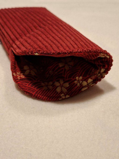 Etui à lunettes velours  bordeaux