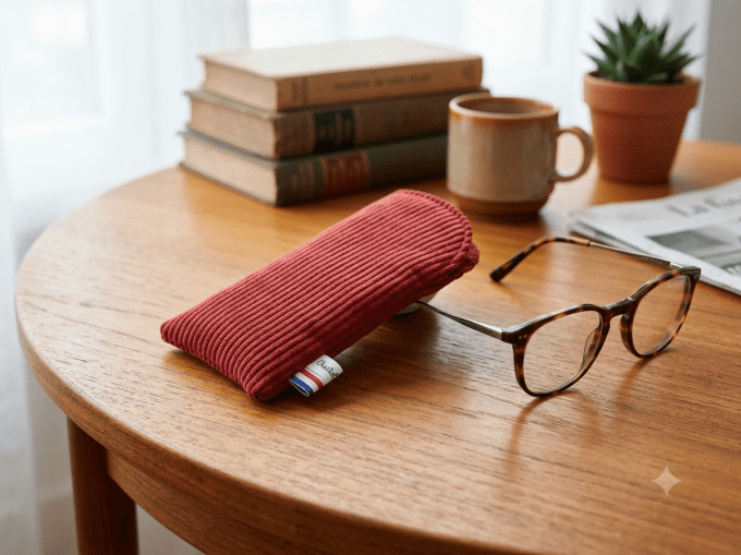 Etui à lunettes velours  bordeaux