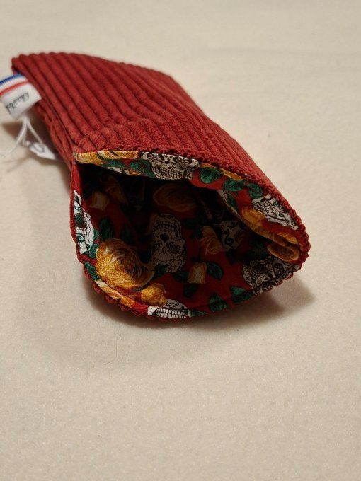 Etui à lunettes velours  bordeaux