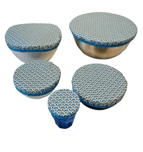 Couvres plats ou charlottes à plats lavables  Couvres plats ou charlottes à plats lavables " les palmiers bleu"