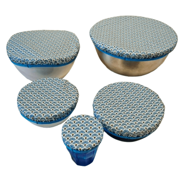 Couvres plats ou charlottes à plats lavables " les palmiers bleu"