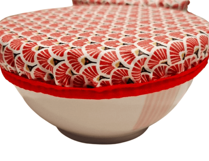 Couvres plats ou charlottes à plats lavables " les palmiers rouge"