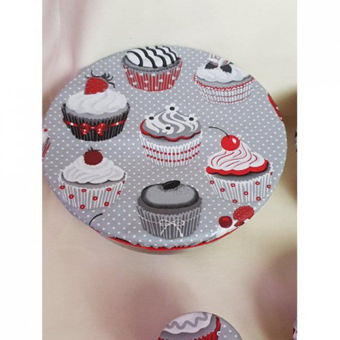 Lot de 4 couvres plats ou charlottes à plat lavables "les cupcakes"