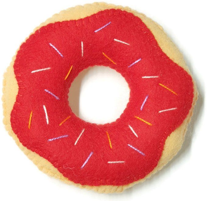 Donus à la fraise  en feutrine pour jouer à la dînette