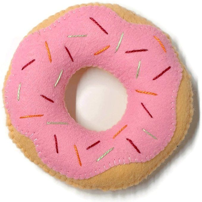 Donus à la rose  en feutrine pour jouer à la dînette