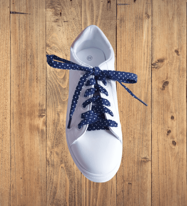 Lacets pour basket, chaussures  "bleu marine points blanc"