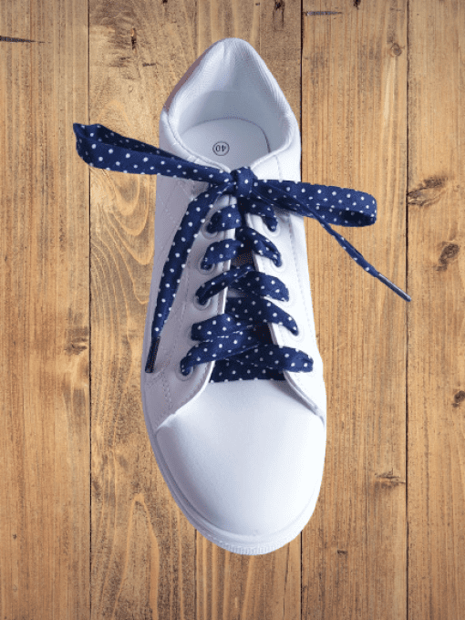 Lacets pour basket, chaussures  "bleu marine points blanc"