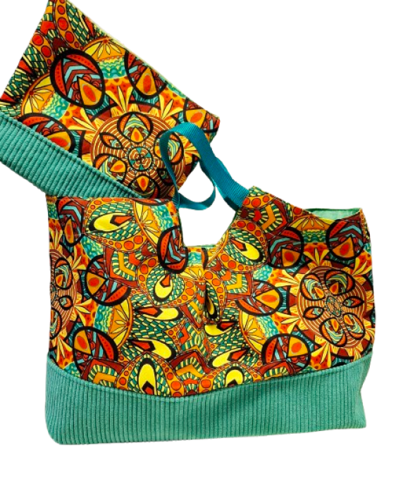 Ensemble sac panière et sa trousse "style wax "