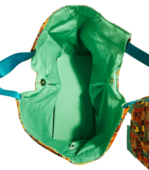Ensemble sac panière et sa trousse "style wax "