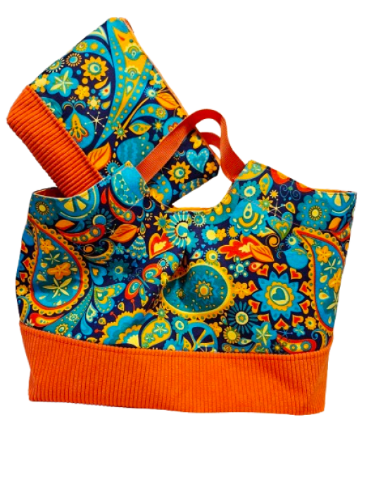 Ensemble sac panière et sa trousse "style wax "