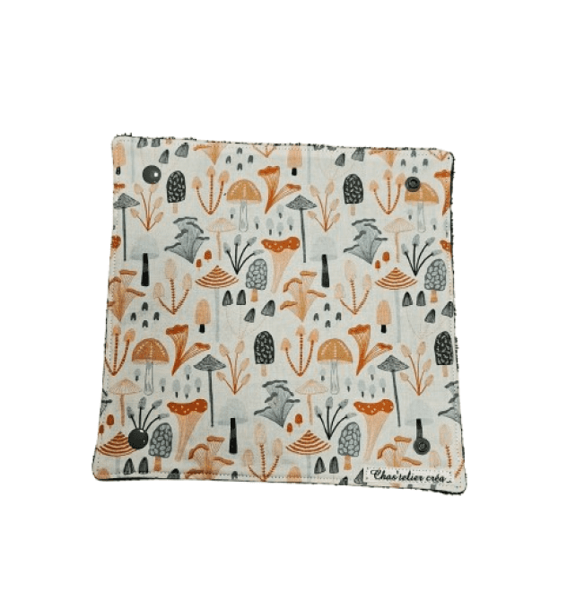 Rouleau d'essui tout lavable de 8 feuilles  "Les champignons "