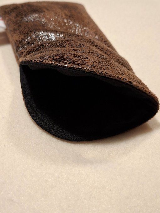 Etui à lunettes simili marron