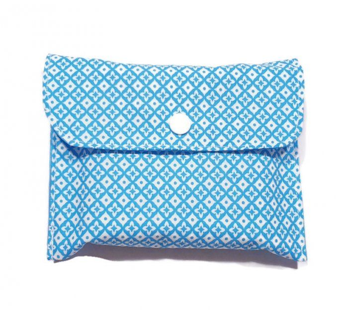 Pochette  et ses 5 lingettes lavables " bleu et blanc"