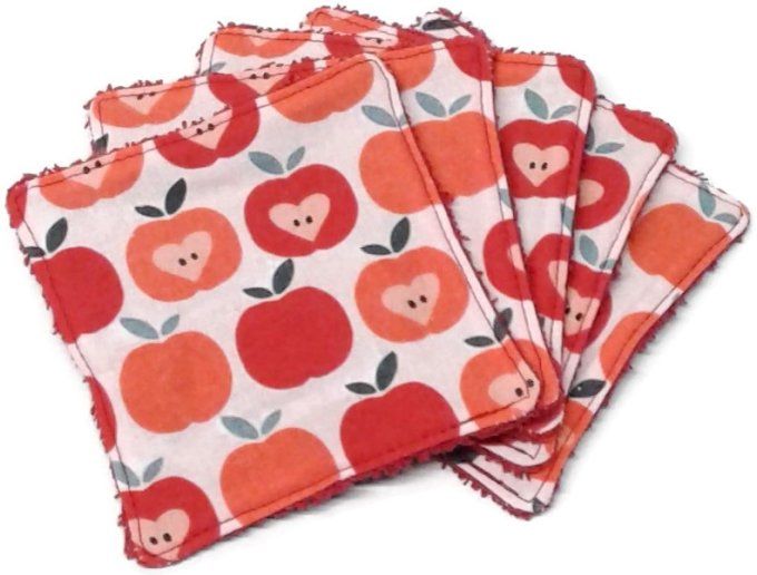 Lot de 5 lingettes lavables " les pommes"