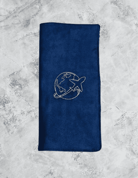 Pochette à passeport , organisateur de voyage en bleu et blanc