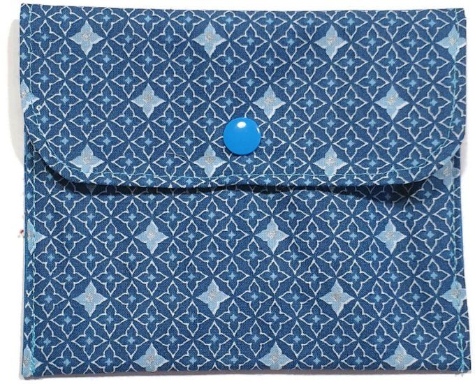 Pochette de transport pour savon , shampoing solide "bleu"