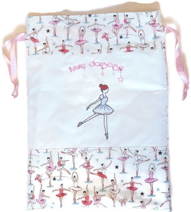 Pochon en coton, pochette à cordon  "la danseuse"