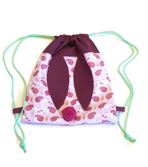 Sac pochon enfant oreilles de lapin "les hérissons"