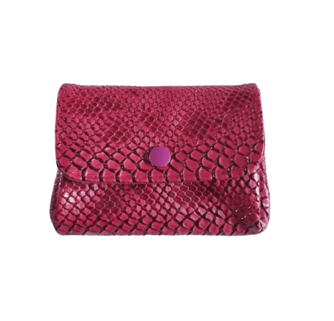 Porte monnaie  3 compartiments simili croco bordeaux