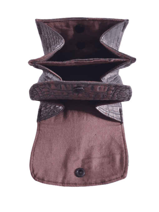 Porte monnaie  3 compartiments simili croco marron/cuivre