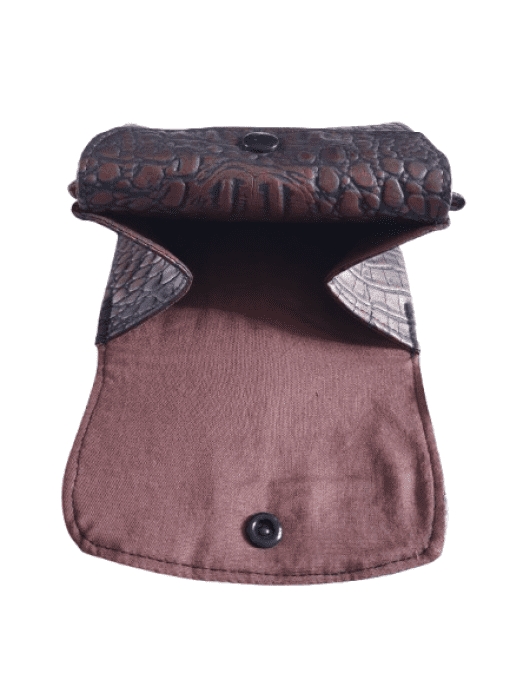 Porte monnaie  3 compartiments simili croco marron/cuivre
