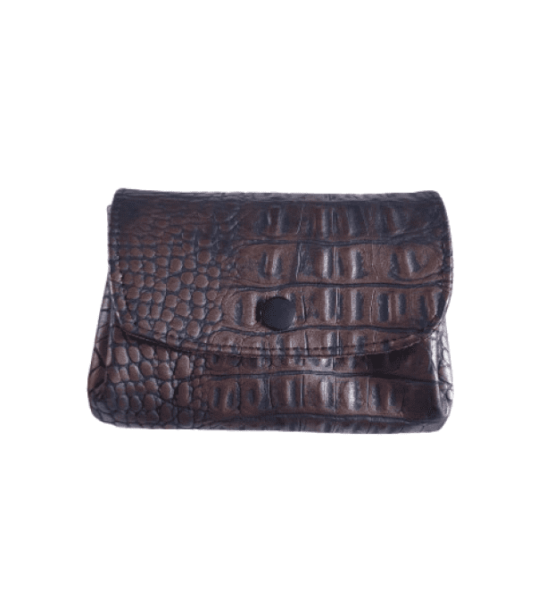 Porte monnaie  3 compartiments simili croco marron/cuivre