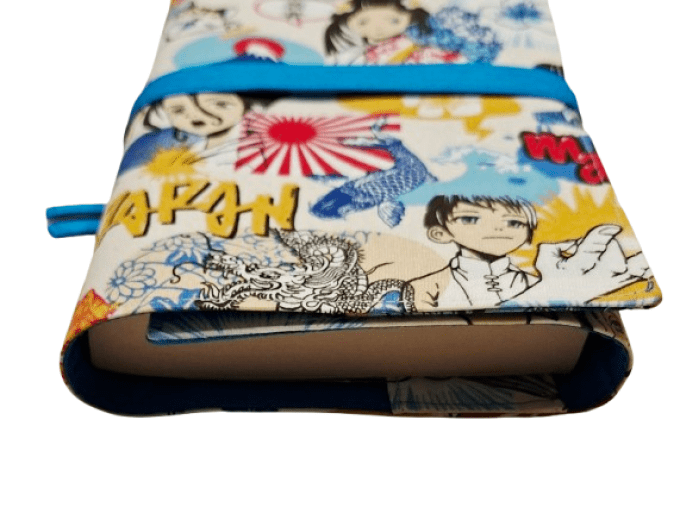 Protège livre pour roman , livre de poche "Japan en bleu "