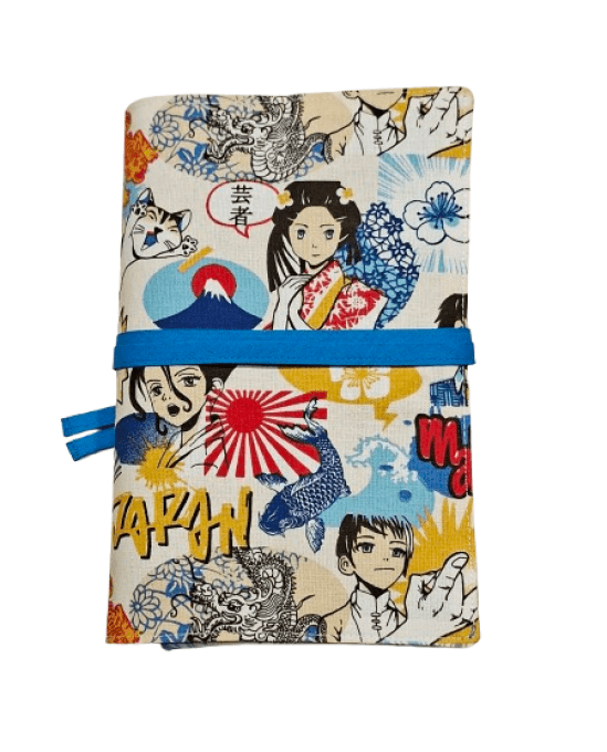 Protège livre pour roman , livre de poche "Japan en bleu "