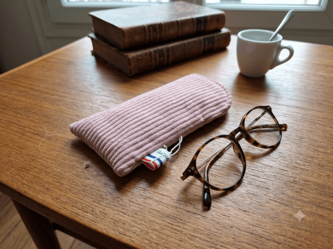 Etui à lunettes velours rose